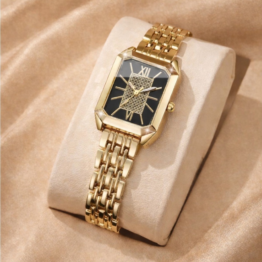 Luxurious Gold Watch with Black Dial